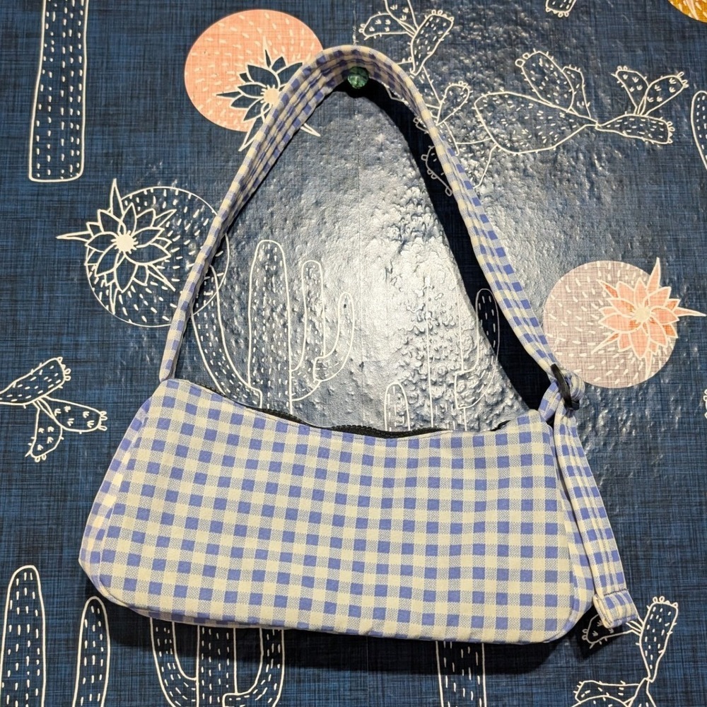 NWOT Baggu x Urban Outfitters Multi Pocket Cargo Shoulder Bag Blue Gingham - Picture 5 of 7